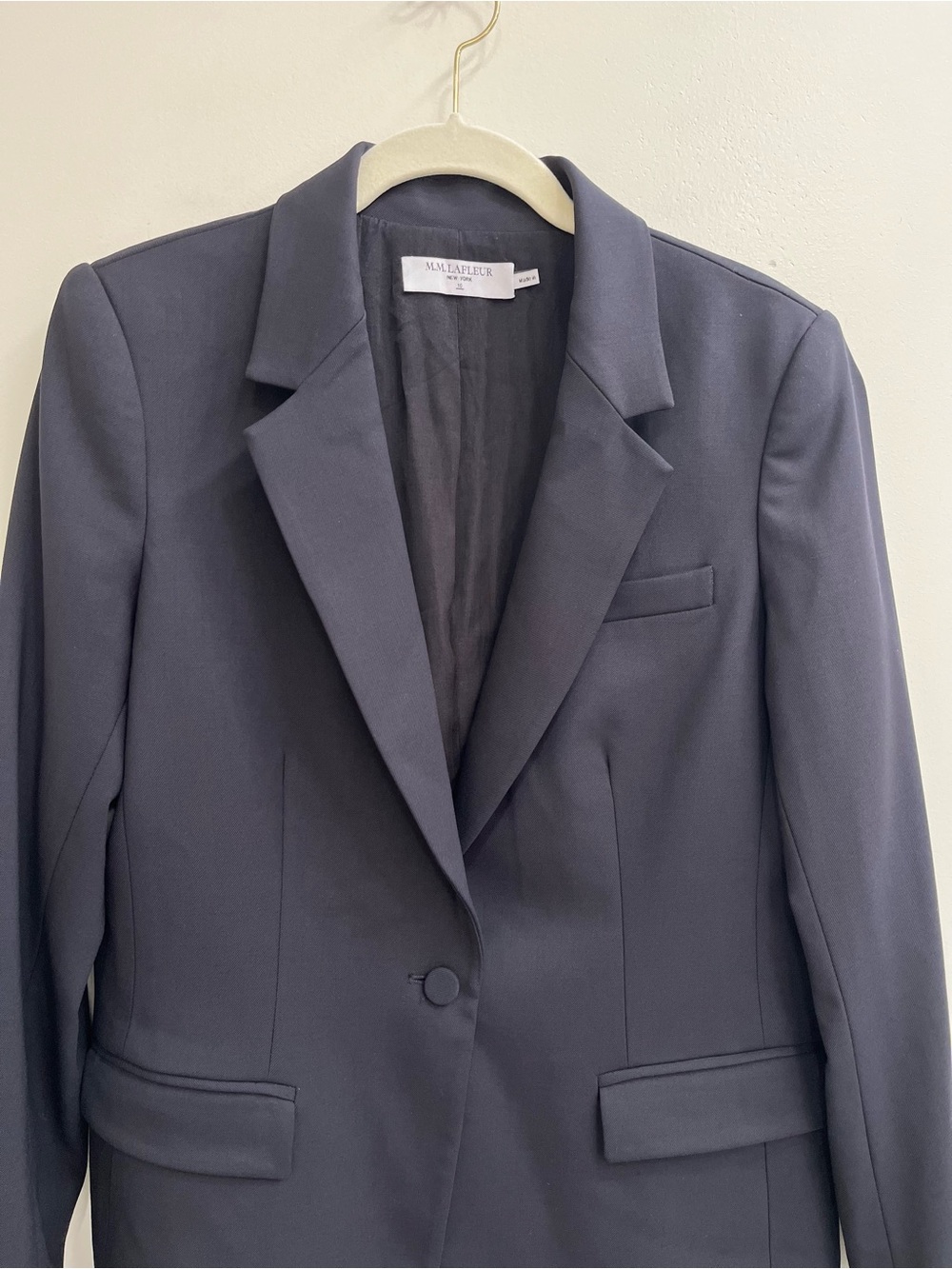 M.M Lafleur charcoal gray single button blazer wool stretch office career sz 10 - Picture 3 of 8